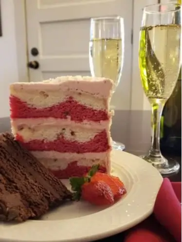 champange and cake at this place to stay in Nags Head, NC